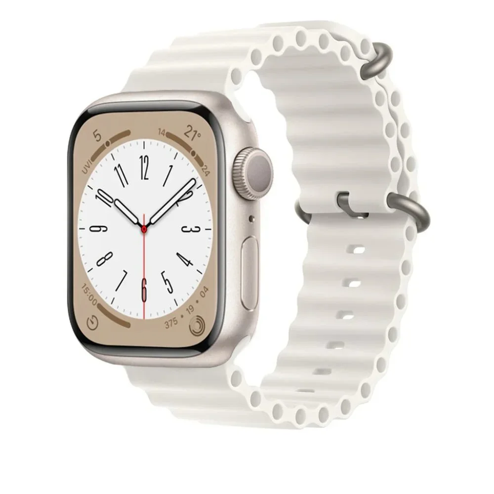 NEW WHITE Silicone Ocean Strap for Apple Watch - Picture 1 of 6